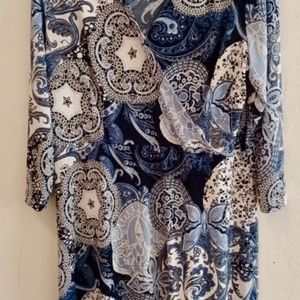 Blue Paisley Print textured Dress